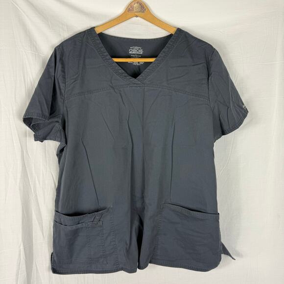 Cherokee Scrub Top Lot of 2 Unisex XL Pockets Nursing Medical Blue Gray - Picture 3 of 12